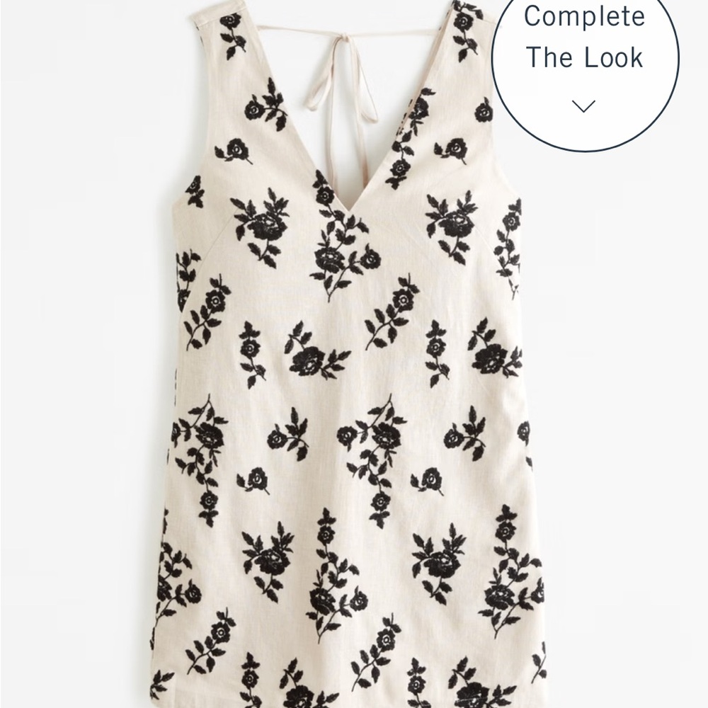 Abercrombie & Fitch Embroidered Linen-Blend Mini Dress (M) - Picture 3 of 3